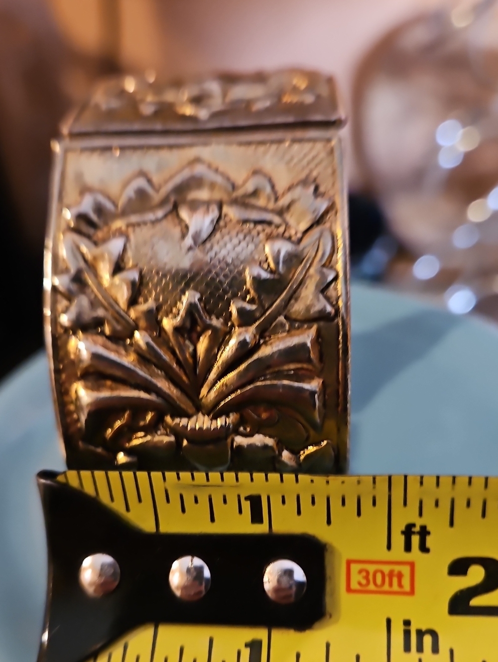 Ornate Wide Floral-Engraved Hinged Bracelet - Picture 5 of 5